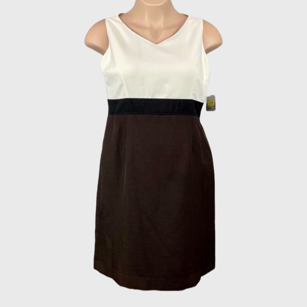 Kasper Sleeveless Colorblock Brown Dress 16P